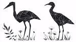 幾何風(fēng)格鶴與花草圖案