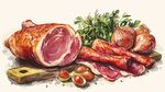 手繪美味肉類與配菜組合