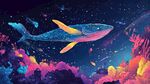 夢(mèng)幻星空下的深海奇幻鯨魚(yú)