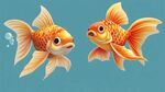 可愛雙金魚 水中親昵模樣