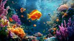 海底夢幻世界的多彩金魚