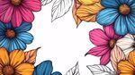多彩花卉邊框插畫
