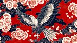 紅底花鳥雄鷹中式圖案