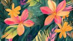 熱帶花卉插畫中的絢爛色彩