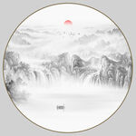 圓形水墨山水畫(huà)