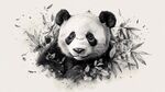 黑白熊貓與竹葉的藝術畫