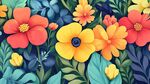絢麗多彩花卉插畫圖案