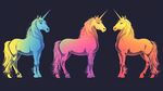 夢幻三色獨角獸插畫