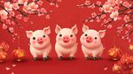 三只萌豬賀新春