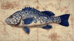 復(fù)古地圖上的藍花紋海魚