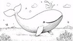卡通風(fēng)格海中鯨魚插畫