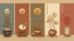 中式盆栽與器物雅致組合