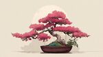 夢(mèng)幻粉色盆景樹(shù)藝術(shù)插畫(huà)