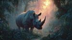 森林中的獨(dú)角犀牛夢(mèng)幻景象