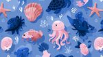 海洋生物夢幻插畫圖案