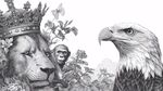 獅猴與鷹的王者對視場景