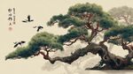 迎客松飛鳥(niǎo)圖