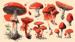 紅蘑菇手繪插畫集合