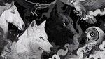 奇幻動物群像黑白藝術畫