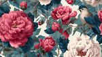 花鳥牡丹圖 復古花卉圖案