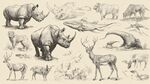 手繪野生動(dòng)物集合圖