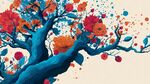 藍色繁花樹 夢幻藝術插畫
