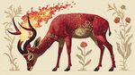火焰羚羊插畫 自然之奇幻