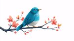 藍(lán)鳥棲于繁花枝頭