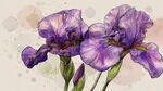 紫色鳶尾花水彩藝術(shù)插畫