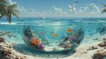 海邊魚缸中的夢幻海底世界