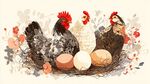 母雞護(hù)蛋于繁花簇?fù)淼某仓?  title=