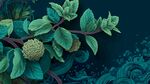 手繪綠葉與球狀植物圖案