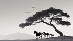樹下奔馬圖