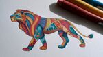彩色手繪獅子插畫作品