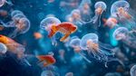 金魚與水母共舞的夢幻水下世界