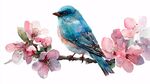 藍(lán)鳥棲于繁花枝頭