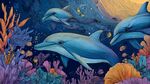 夢幻海底的海豚與珊瑚