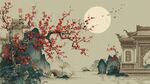月夜中式美景圖