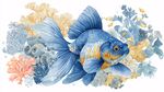 藍色金魚與多彩海底植物