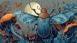 夢幻月夜下的藍(lán)色甲蟲世界