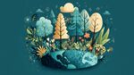 夢幻森林景觀插畫