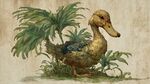 復(fù)古風(fēng)鴨子插畫植物相伴