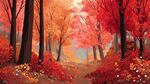 秋日紅葉森林夢幻景致