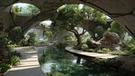 夢幻混凝土園林水景空間