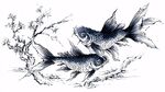 水墨雙金魚圖