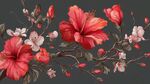 紅粉花卉圖案裝飾插畫