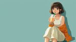 少女愜意喝珍珠奶茶