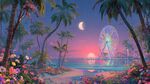 夢幻海濱月夜下的浪漫景致