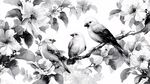 花鳥圖 三只鳥兒棲于花枝
