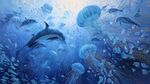 夢幻海底 海豚與水母共舞